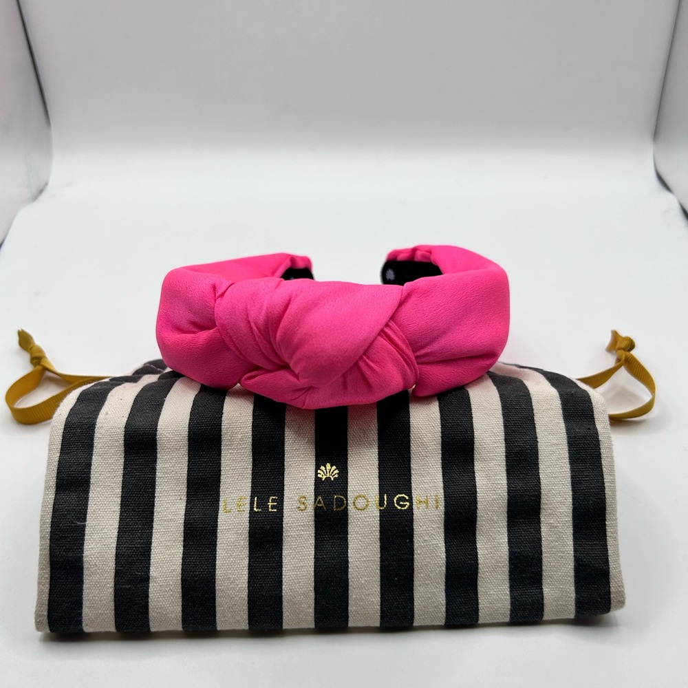 Lele Sadoughi Neoprene Neon Barbie Pink Knotted Headband